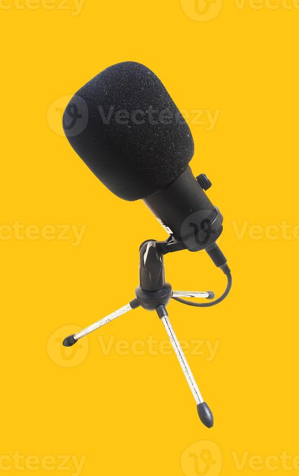 Heres a preview of a modern stand microphone mockup showcasing a futuristic design microphone on stand on transparent background photo