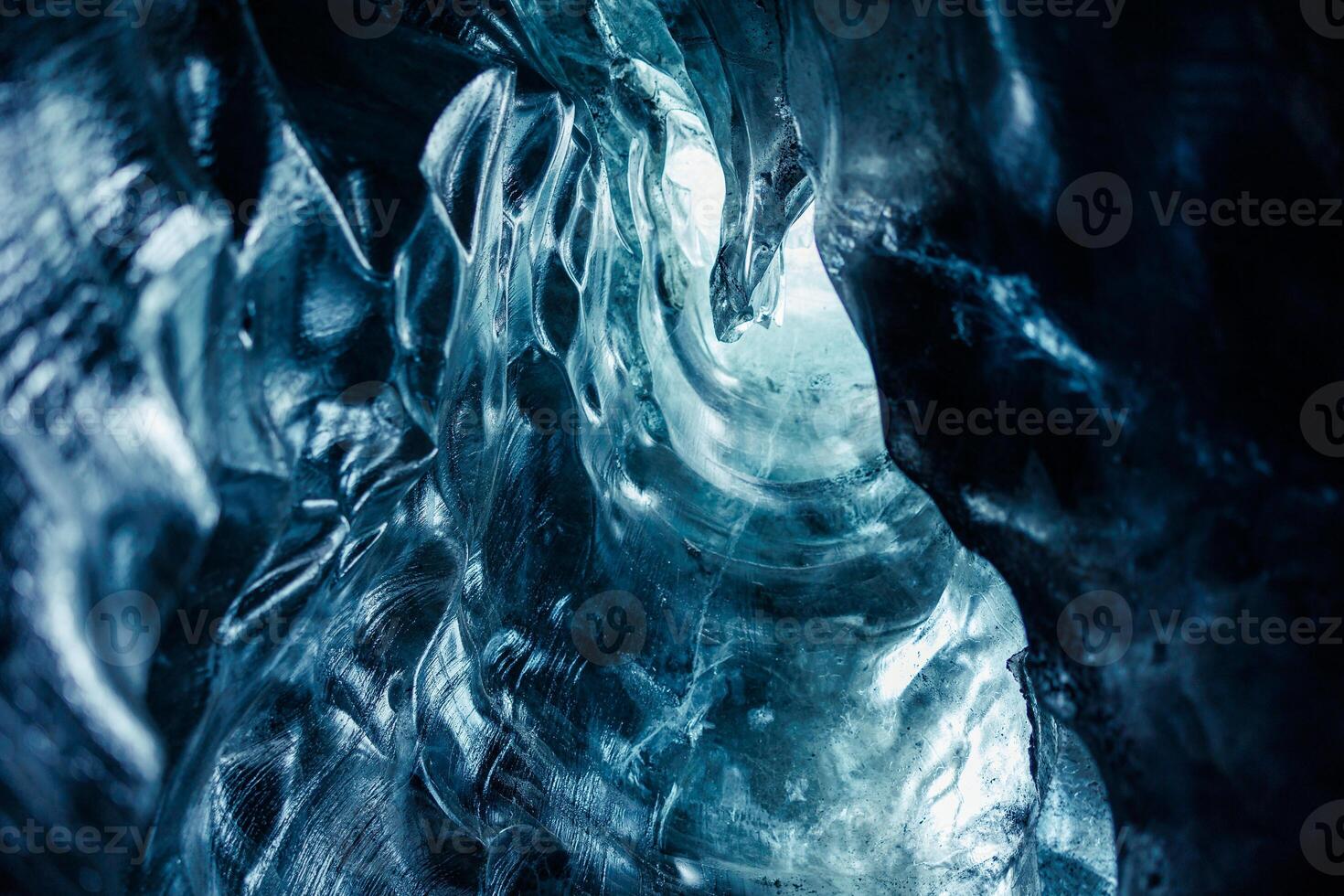 Vatnajokull icebergs rocks inside caves, nordic landscape and huge glaciers and crevasse with blue icy rocks. Frozen nordic ice cap with cracked frosty structure, icelandic freezing cold scenery. photo