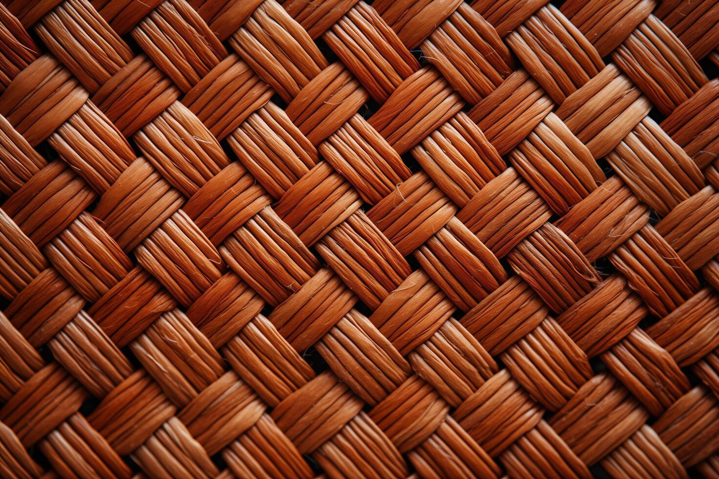 Detailed close-up view of a handwoven basket showing intricate weaving patterns and textures. photo
