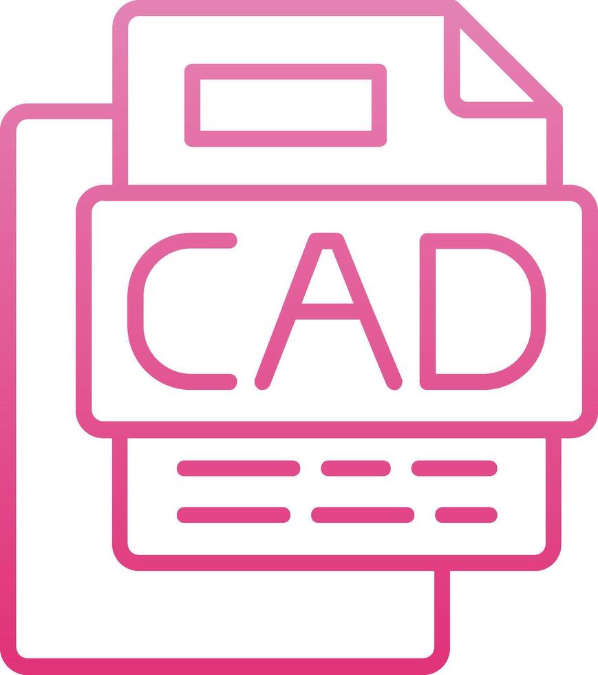 CAD File Line Gradient Icon vector