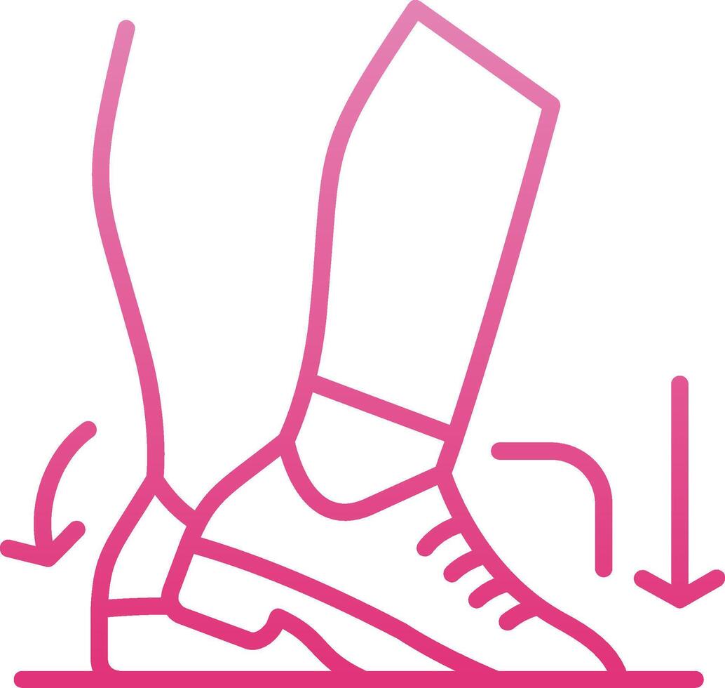 Toe Heel Line Gradient Icon vector
