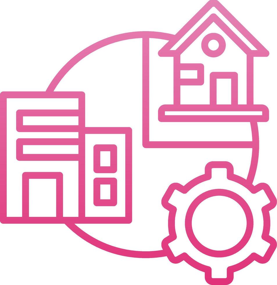 Hybrid Work Line Gradient Icon vector