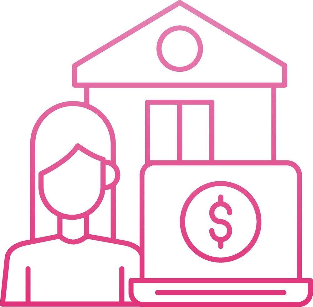 Work From Home Line Gradient Icon vector