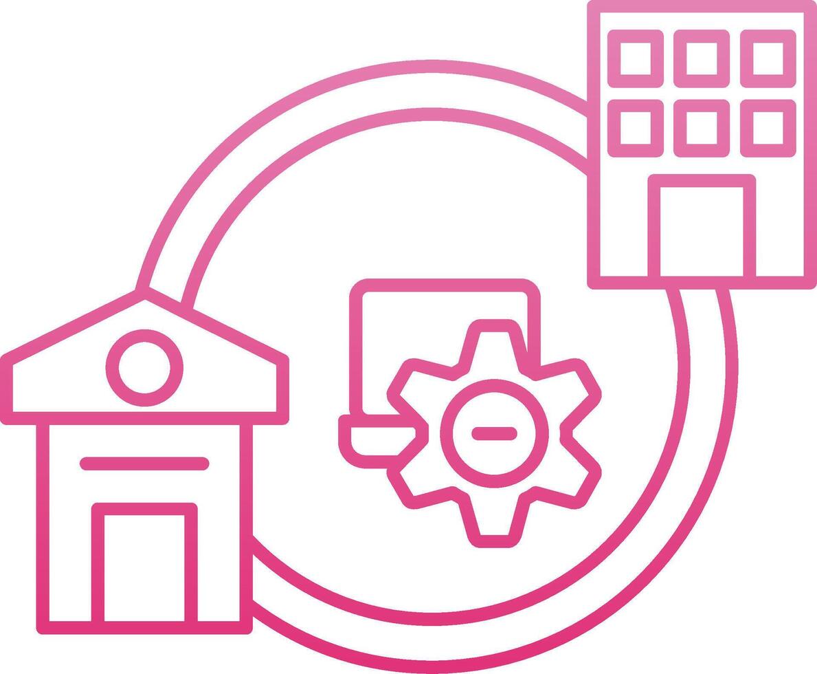 Hybrid Work Line Gradient Icon vector