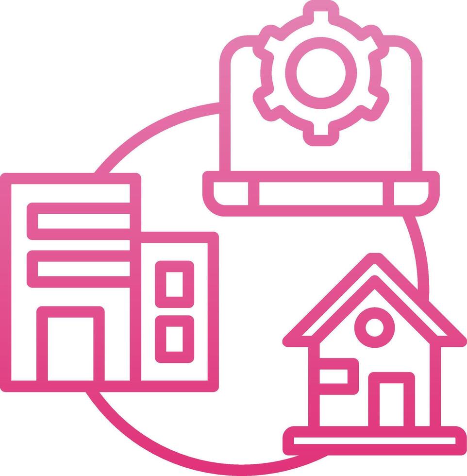Hybrid Work Line Gradient Icon vector