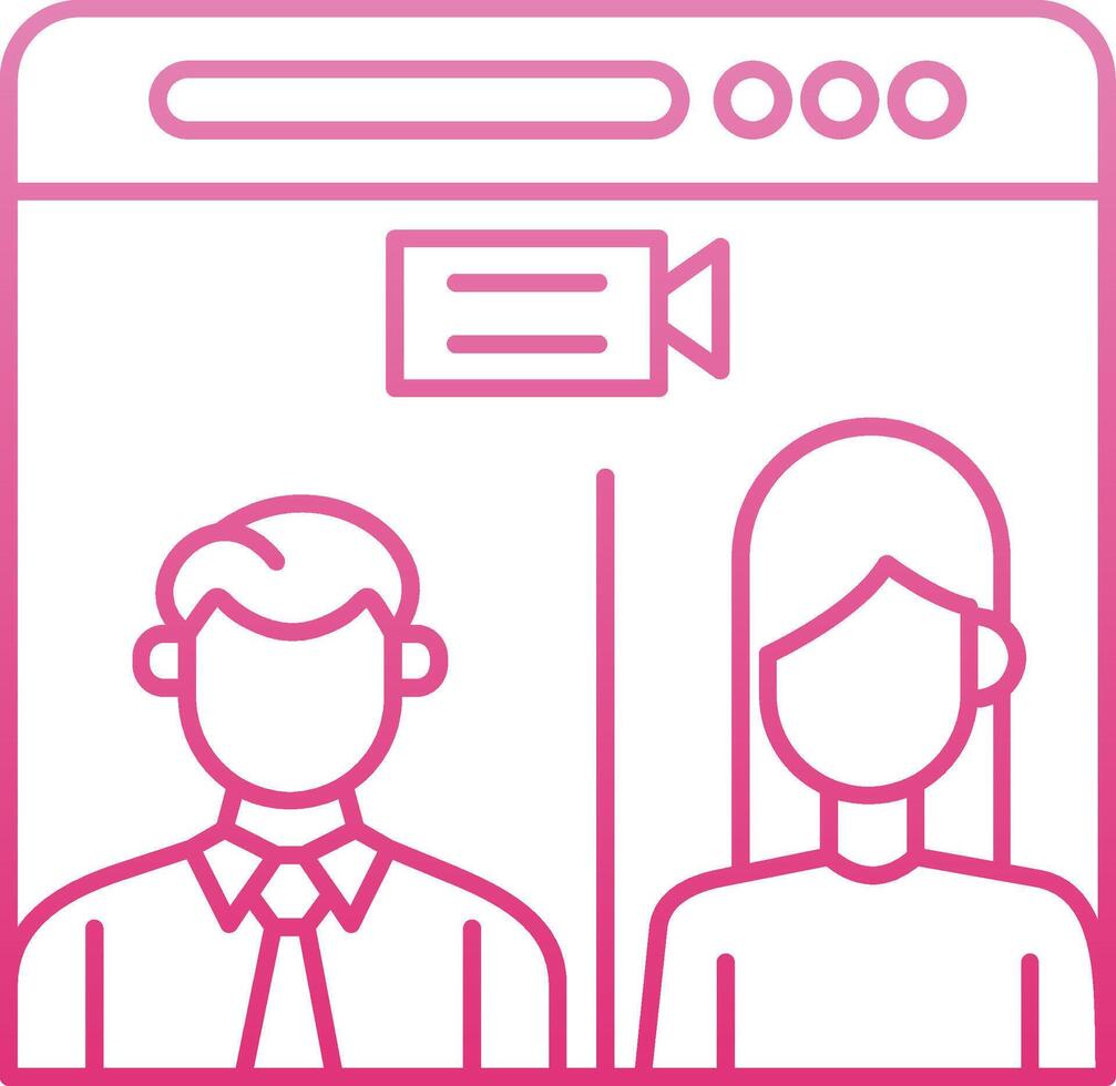 Web Conference Line Gradient Icon vector