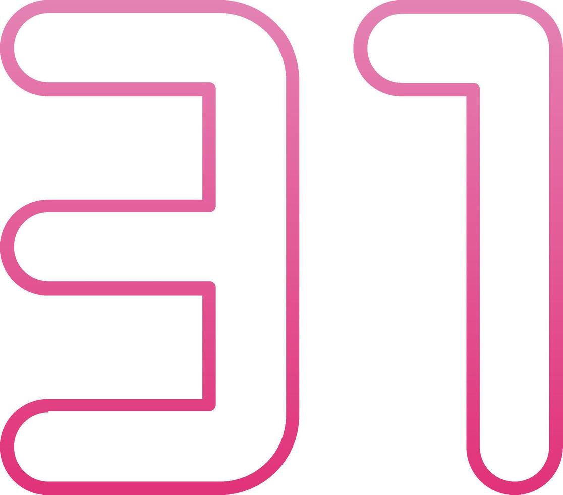 Thirty one Line Gradient Icon vector