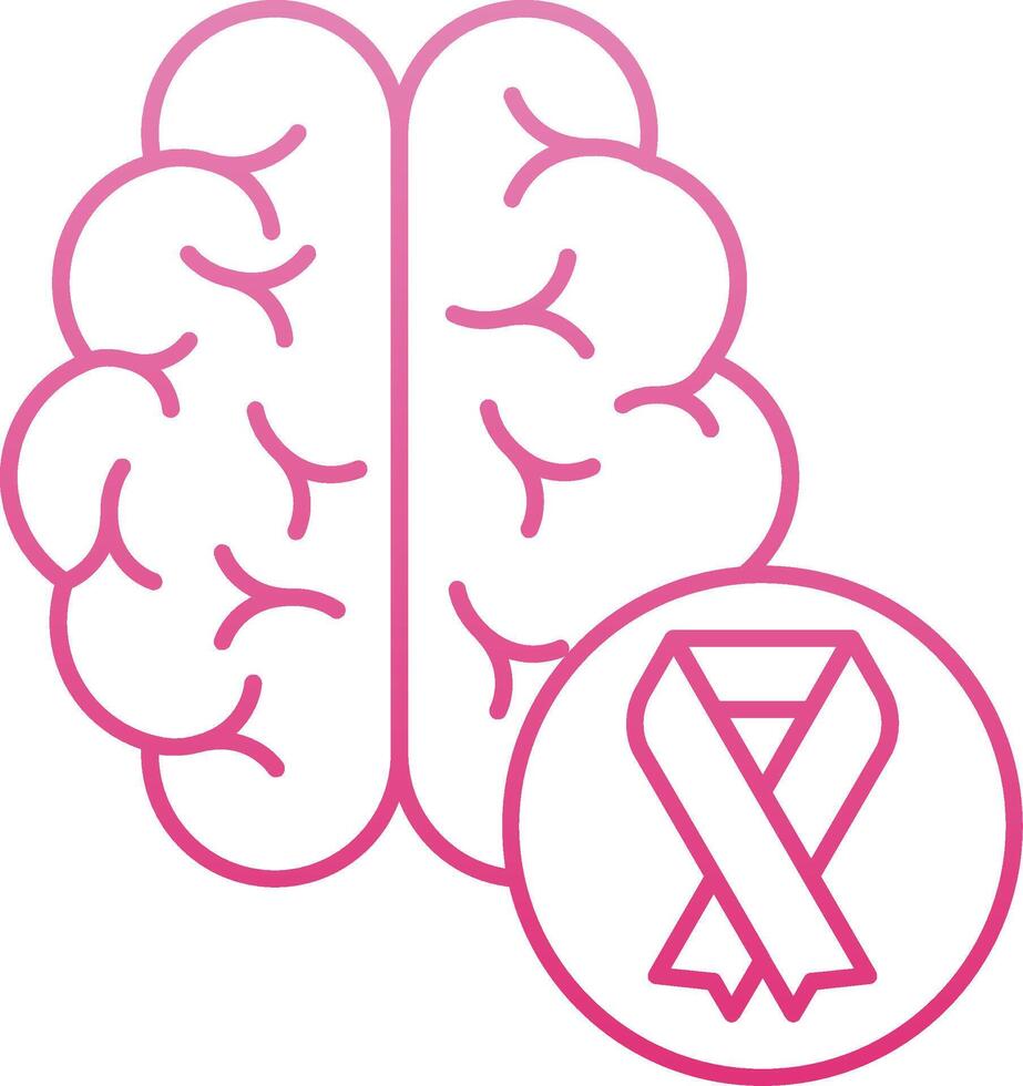 Brain Grey Ribbon Line Gradient Icon vector
