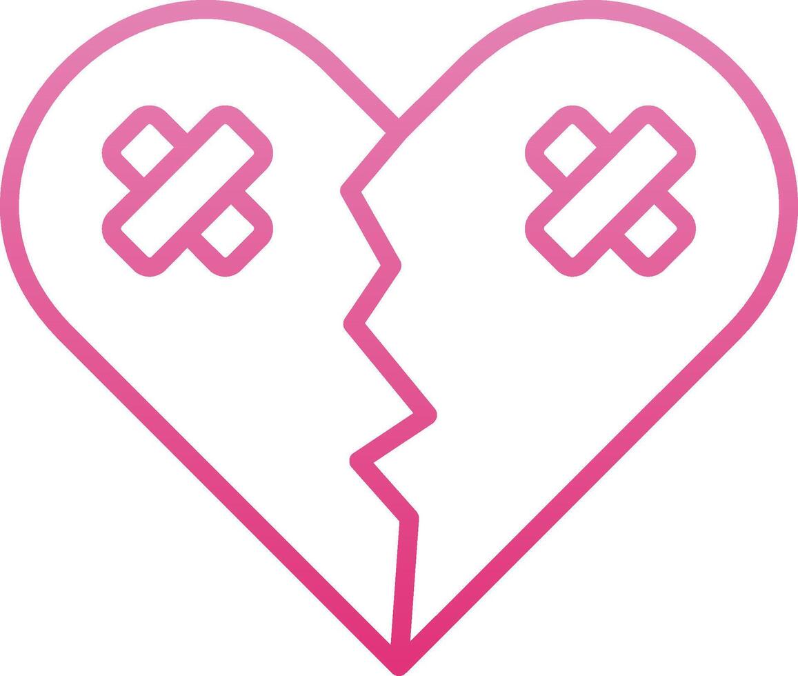 Broken Heart Line Gradient Icon vector