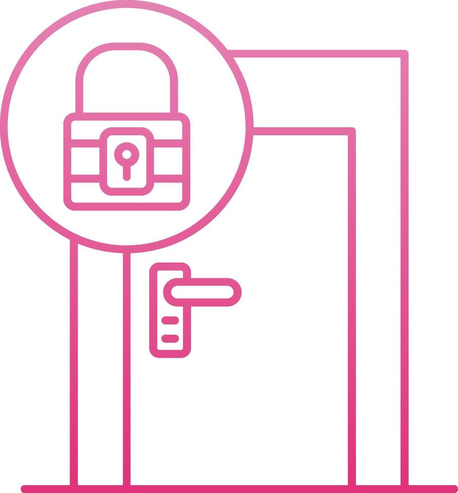 Door Lock Line Gradient Icon vector