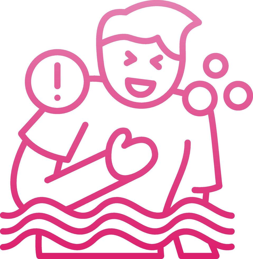 Drowning Feeling Line Gradient Icon vector