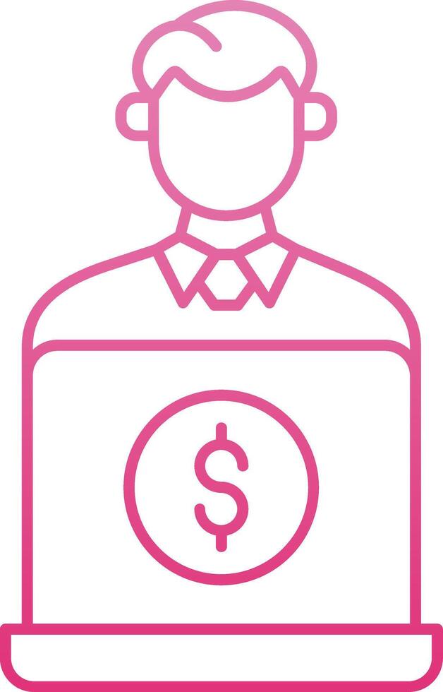 Remote Worker Line Gradient Icon vector