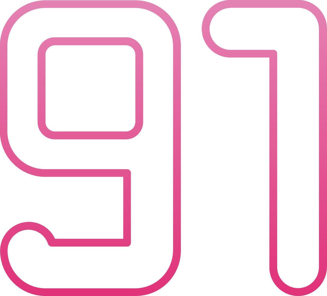 Ninety one Line Gradient Icon vector