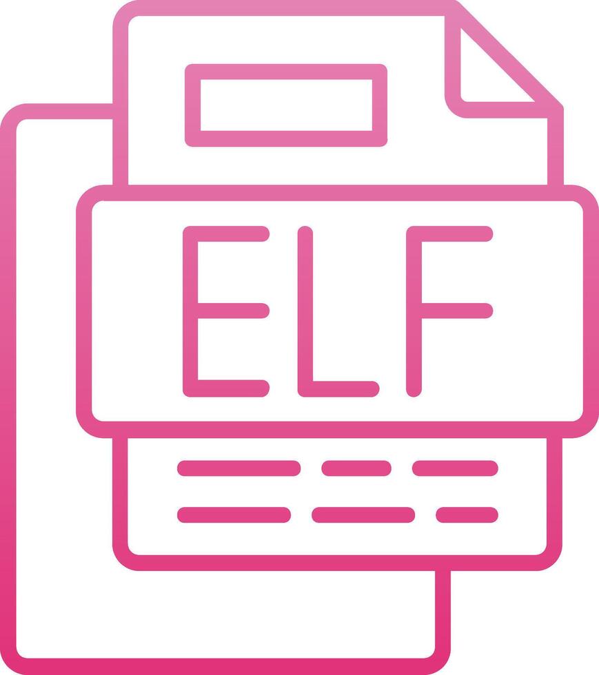 ELF File Line Gradient Icon vector