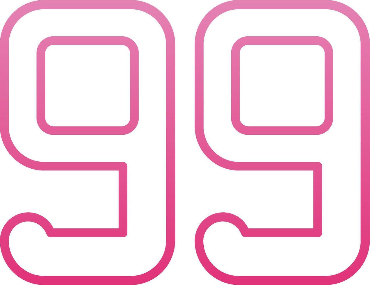 Ninety nine Line Gradient Icon vector