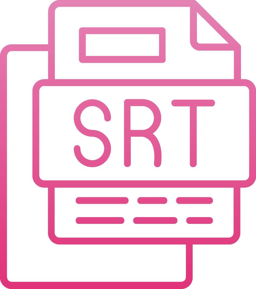 SRT File Line Gradient Icon vector