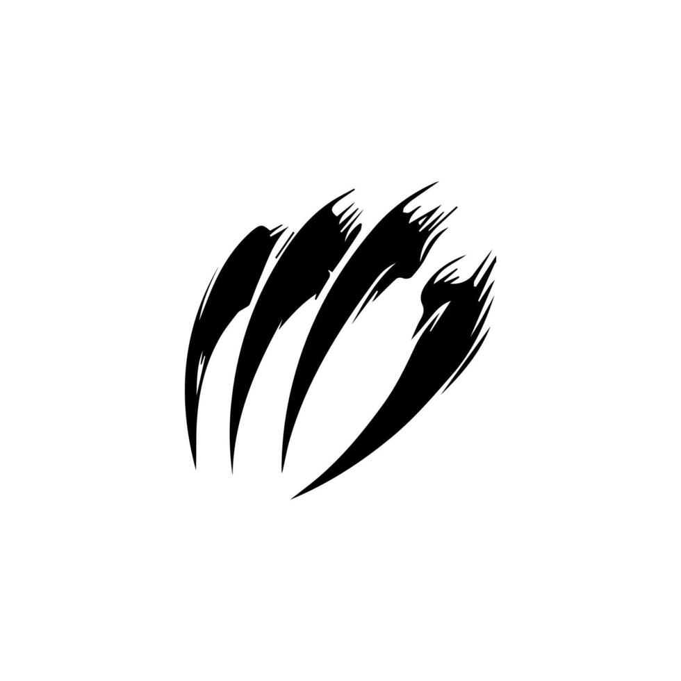 Claw marks and torn scratches. Cracks form animal claw scratches, wild beast paw marks with sharp fissures texture, damaged breaks and hollow scraps, black on white vector