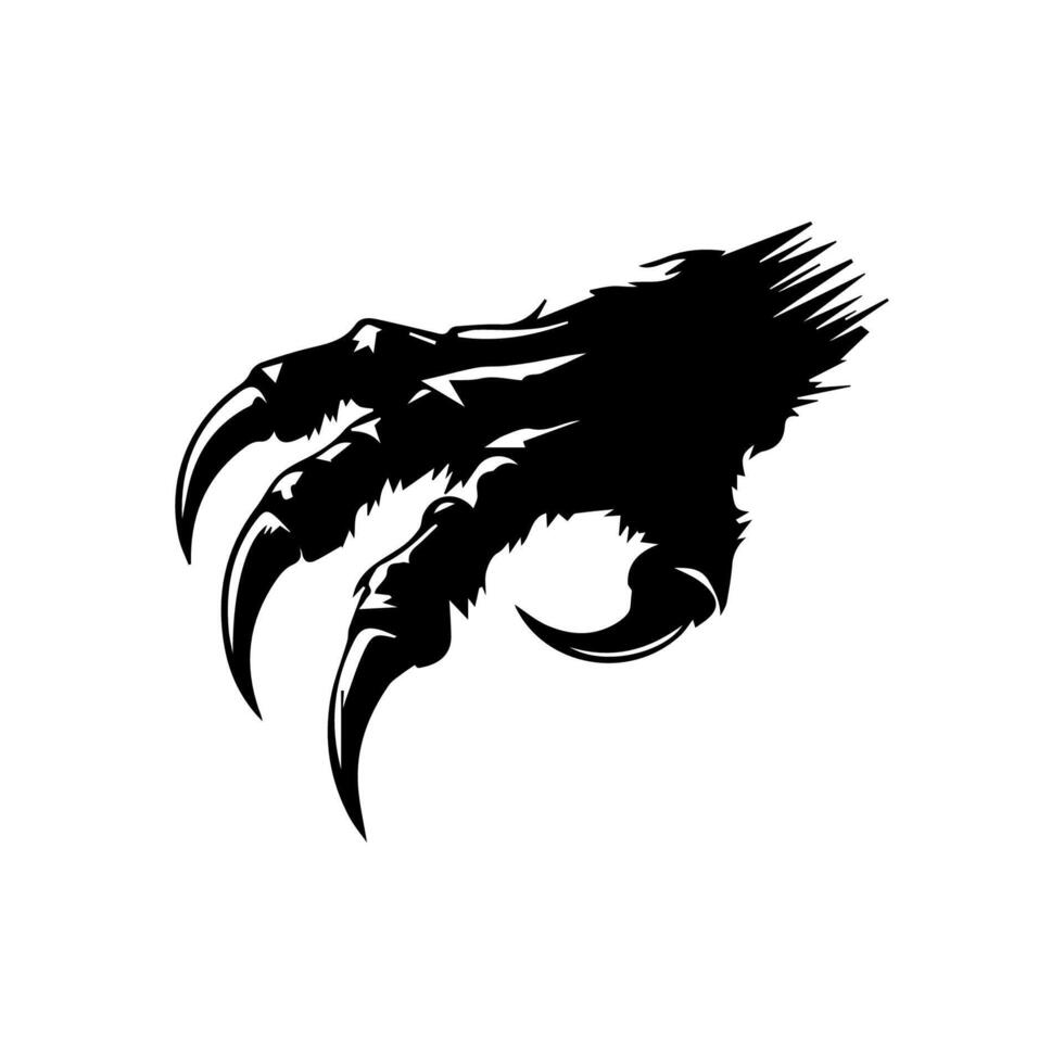 Claw marks and torn scratches. Cracks form animal claw scratches, wild beast paw marks with sharp fissures texture, damaged breaks and hollow scraps, black on white vector