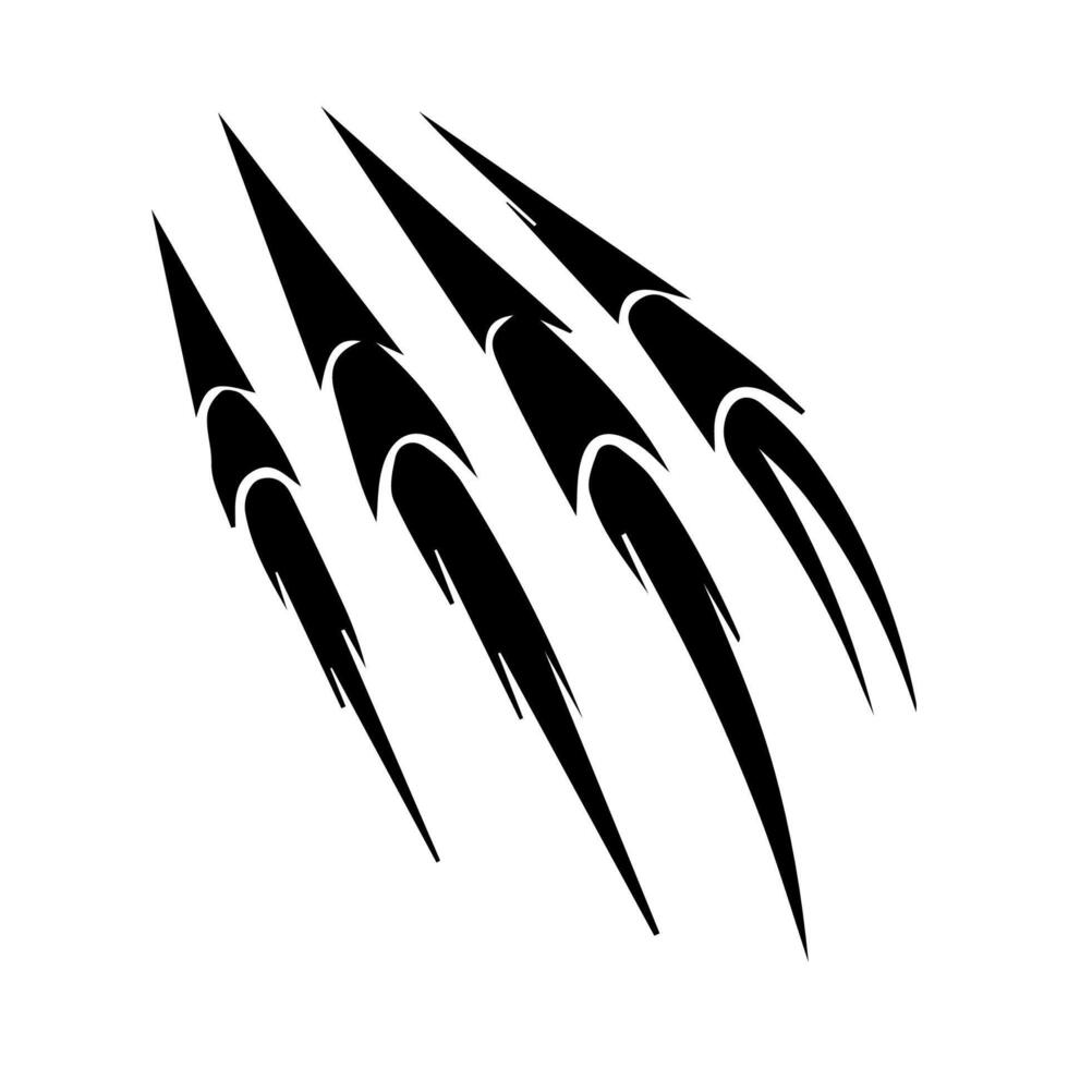 Claw marks and torn scratches. Cracks form animal claw scratches, wild beast paw marks with sharp fissures texture, damaged breaks and hollow scraps, black on white vector
