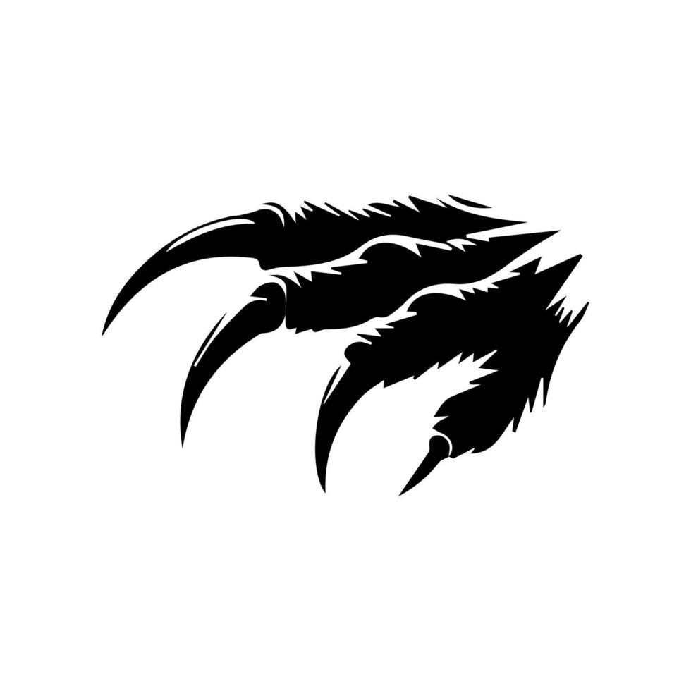 Claw marks and torn scratches. Cracks form animal claw scratches, wild beast paw marks with sharp fissures texture, damaged breaks and hollow scraps, black on white vector