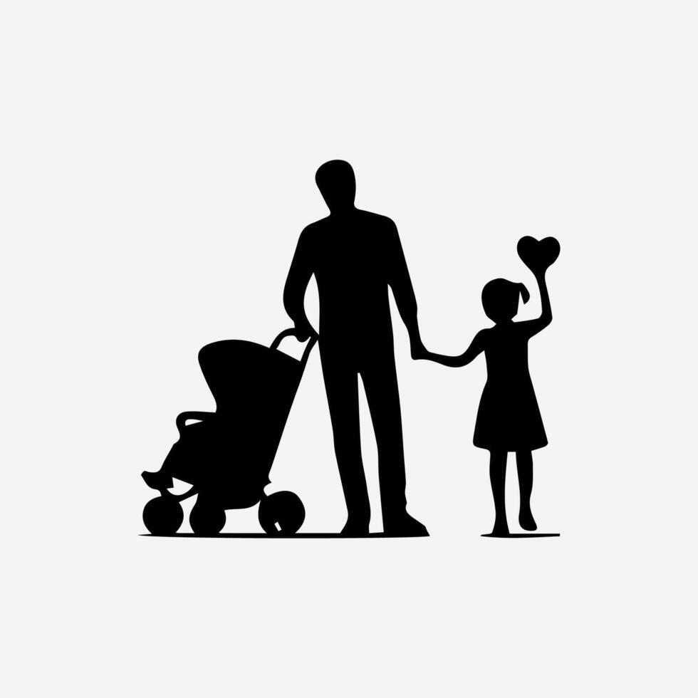 Happy family silhouette, Family silhouette vector