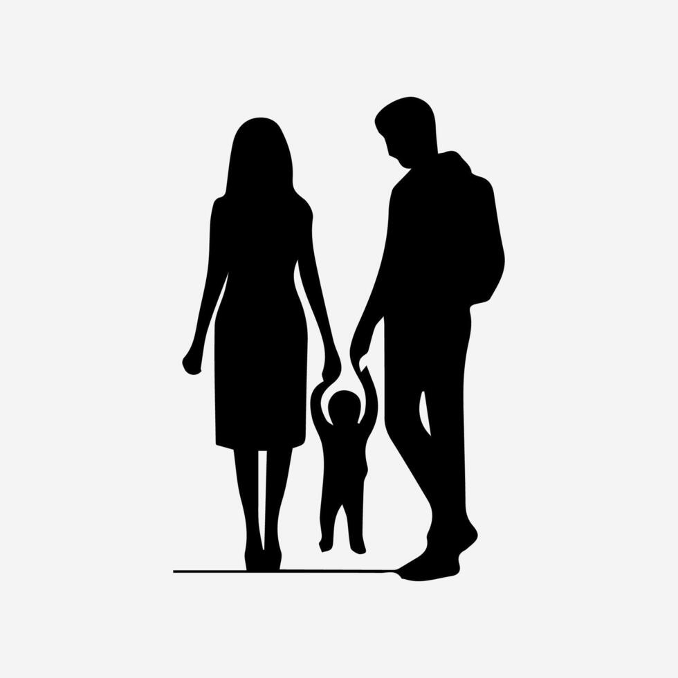 Happy family silhouette, Family silhouette vector