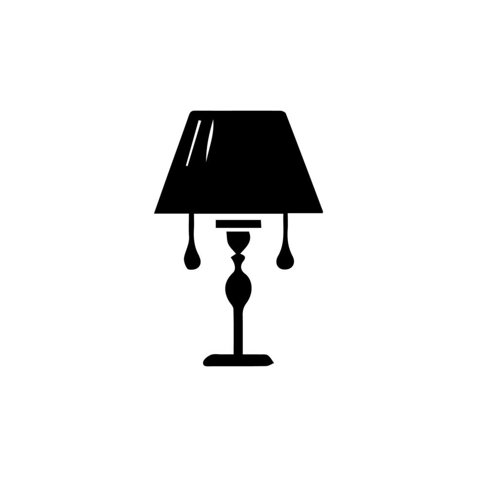 Table lamp. Flat icon. Silhouette vector