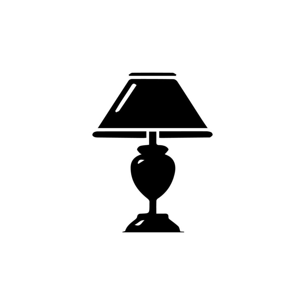 Table lamp. Flat icon. Silhouette vector