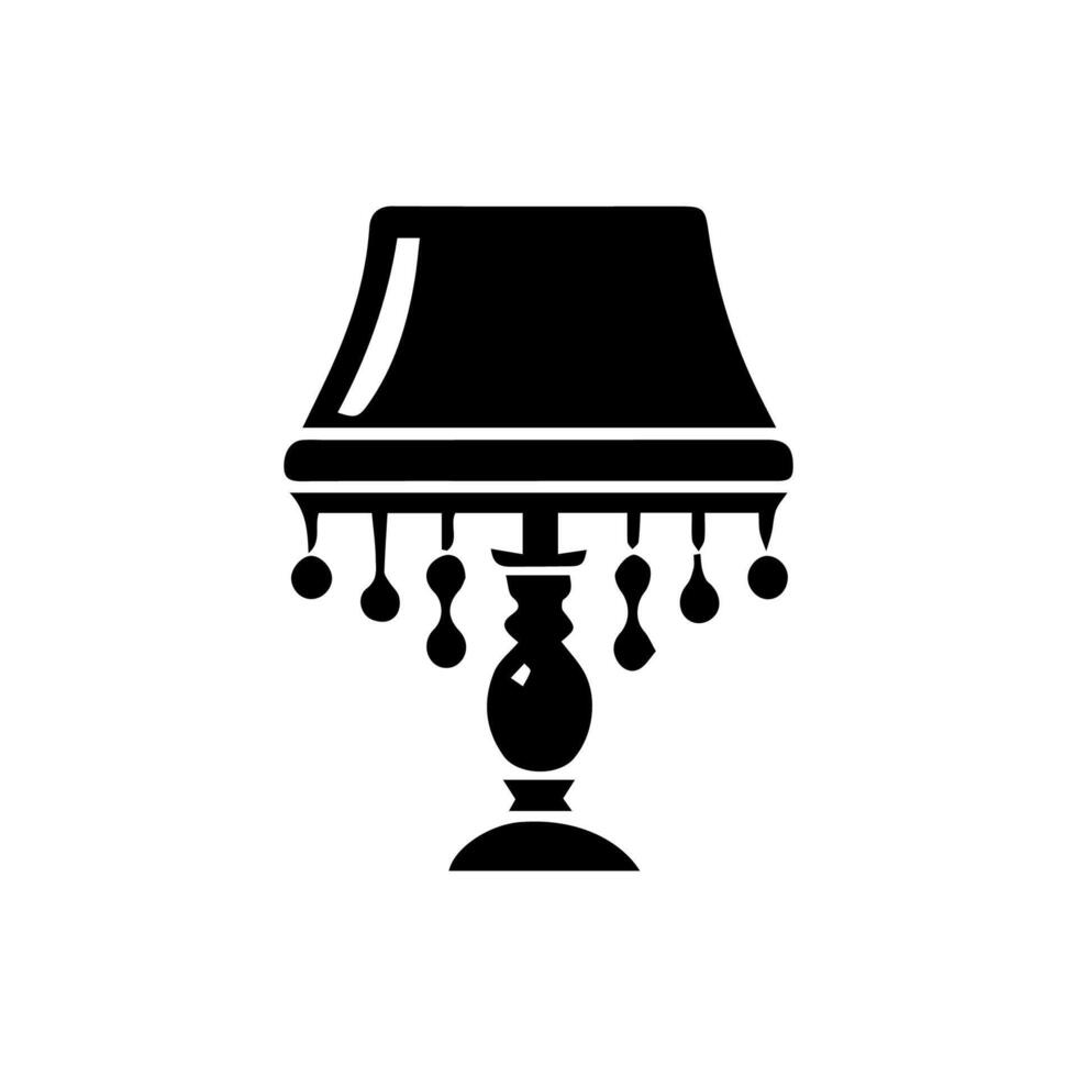 Table lamp. Flat icon Silhouette vector