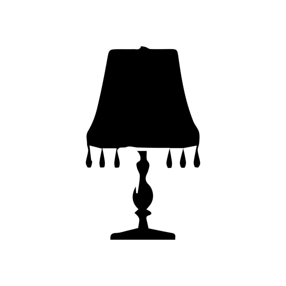 Table lamp. Flat icon Silhouette vector