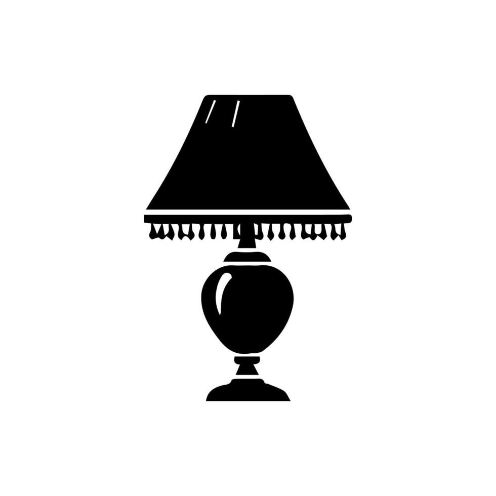 Table lamp. Flat icon Silhouette vector