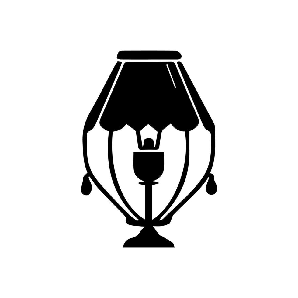 Table lamp. Flat icon Silhouette vector