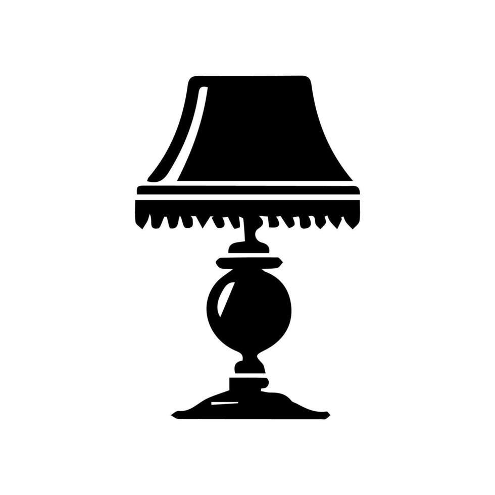 Table lamp. Flat icon Silhouette vector