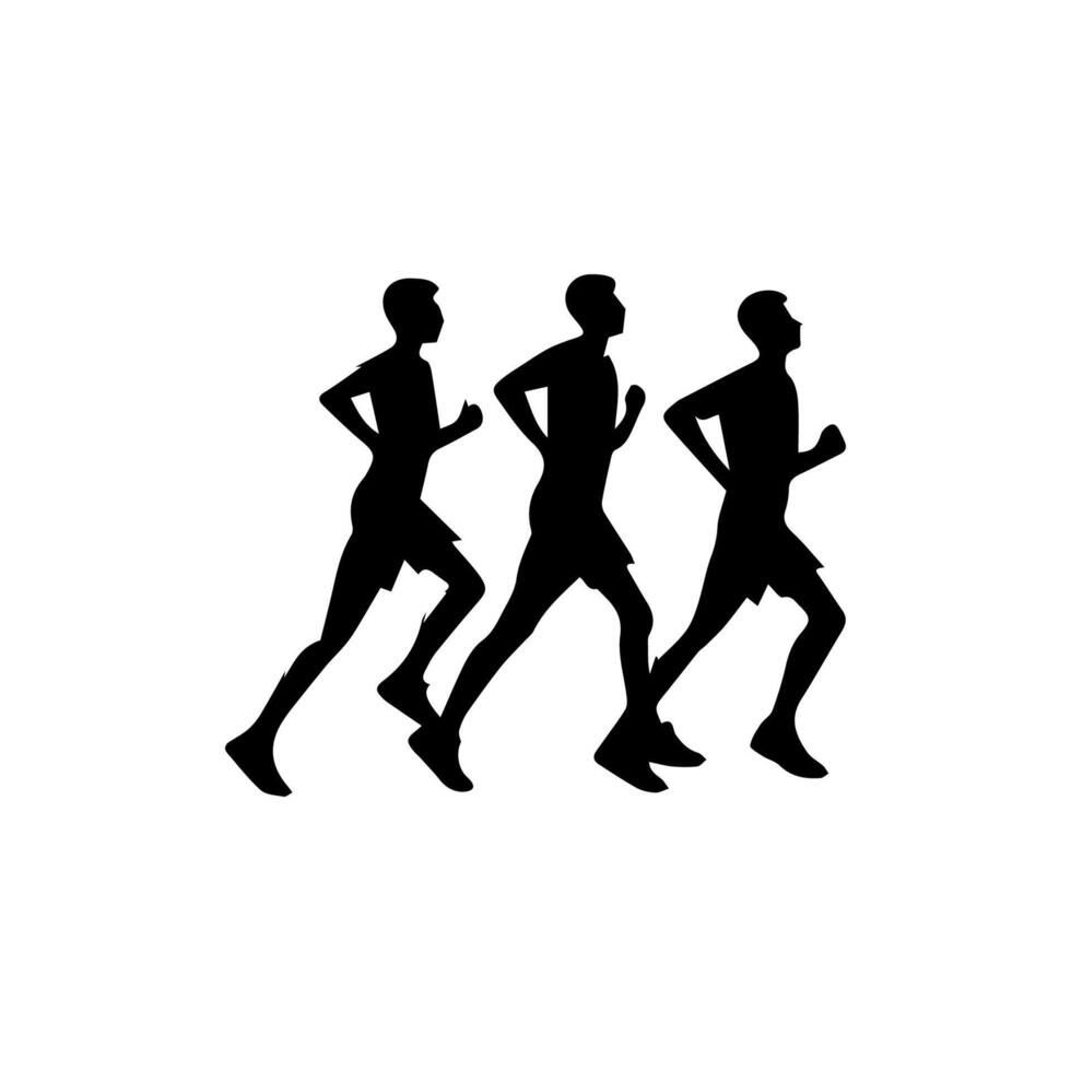 Runner silhouettes on the white background vector