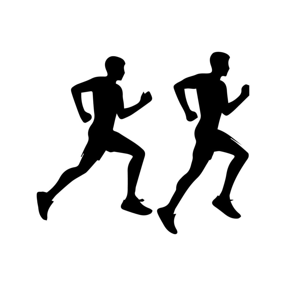 Runner silhouettes on the white background vector