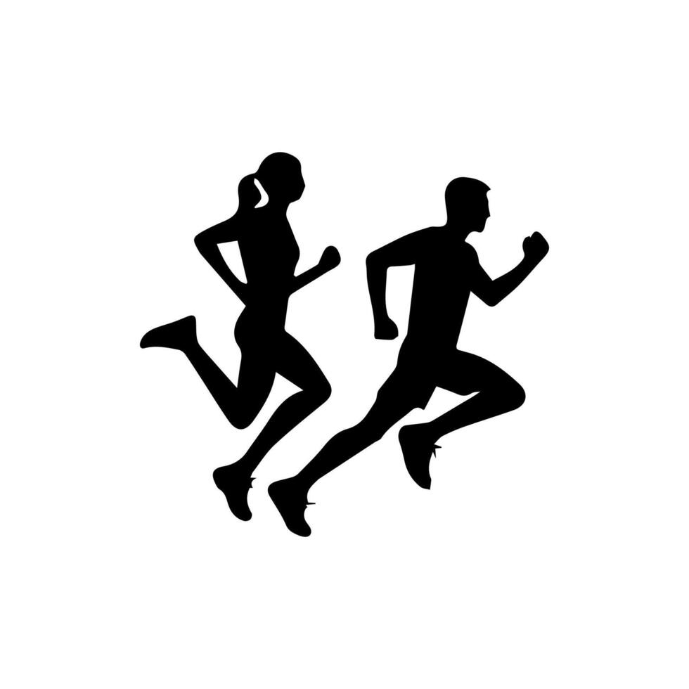 Runner silhouettes on the white background vector
