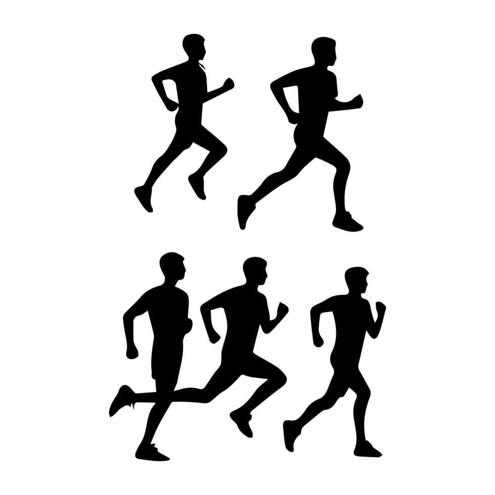 Runner silhouettes on the white background vector
