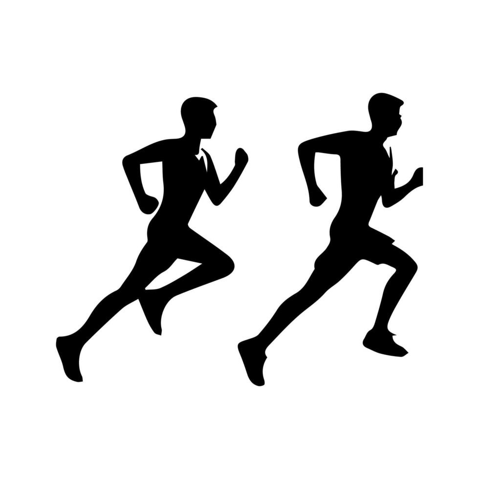 Runner silhouettes on the white background vector
