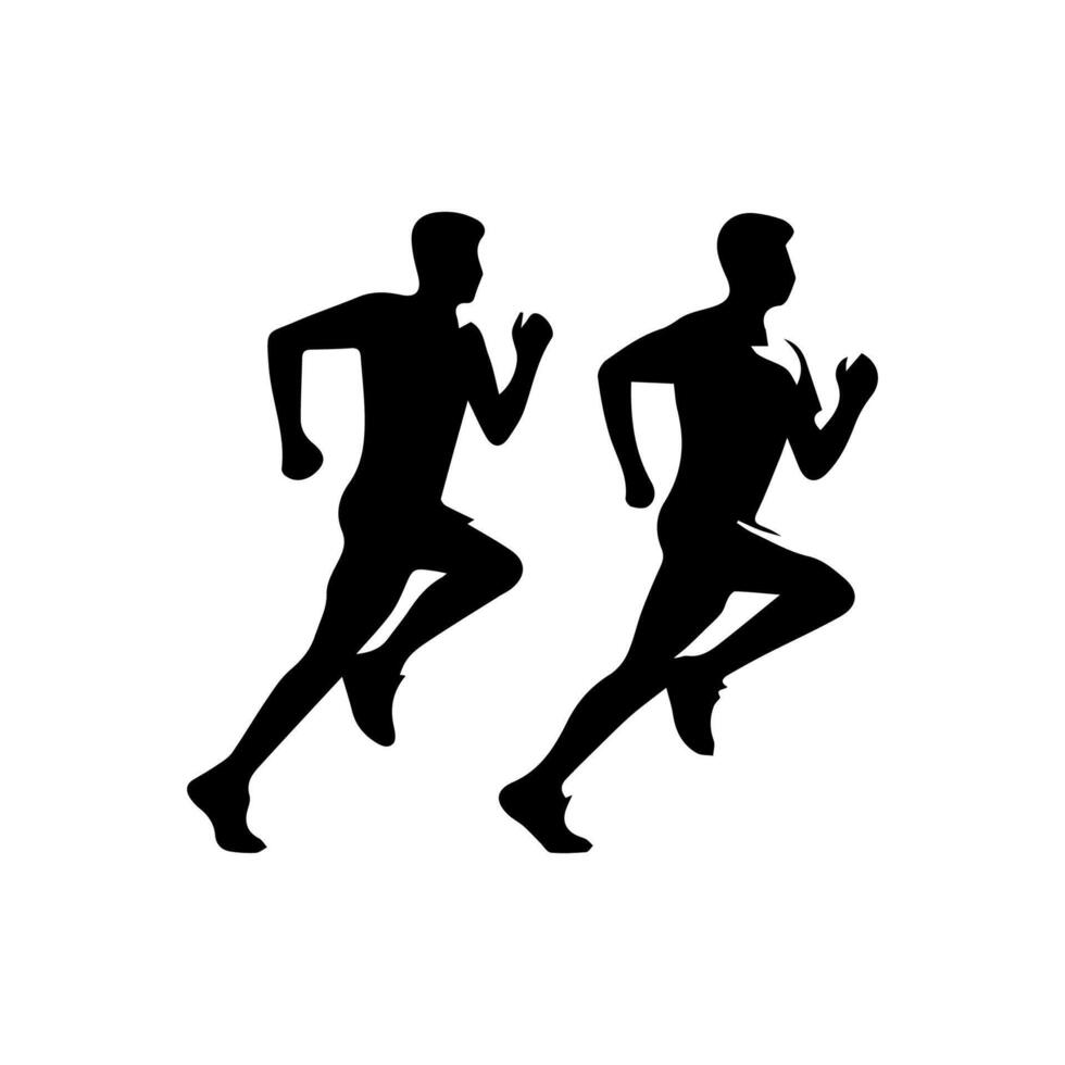 Runner silhouettes on the white background vector