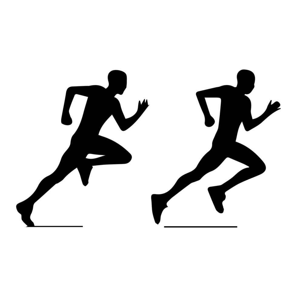 Runner silhouettes on the white background vector