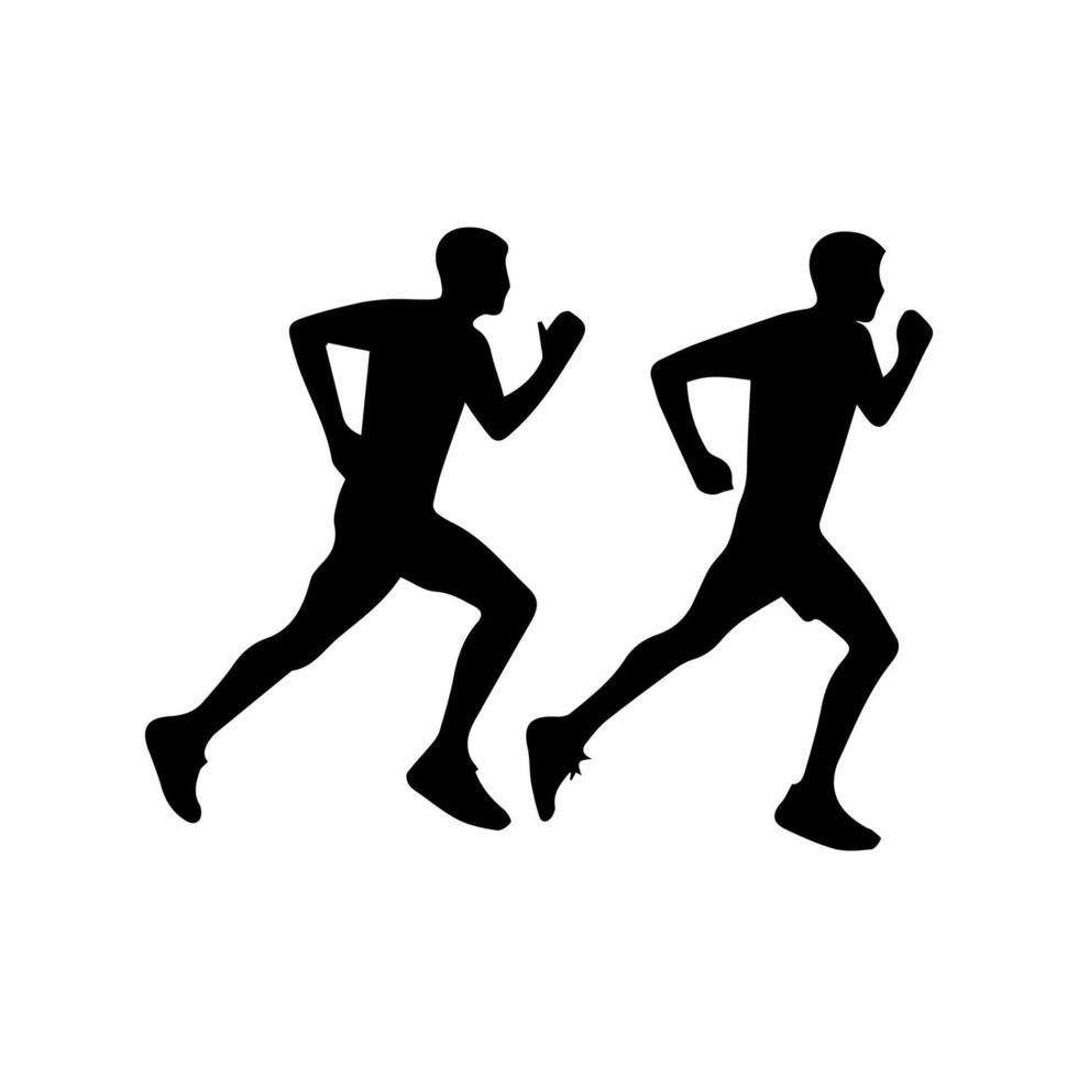 Runner silhouettes on the white background vector