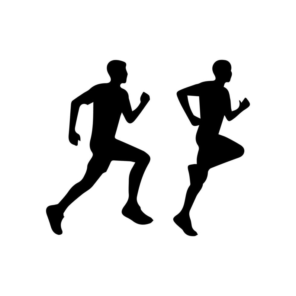 Runner silhouettes on the white background vector
