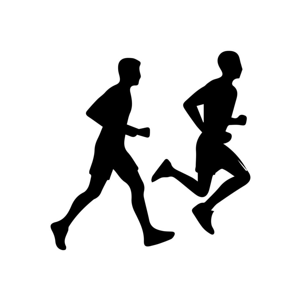 Runner silhouettes on the white background vector