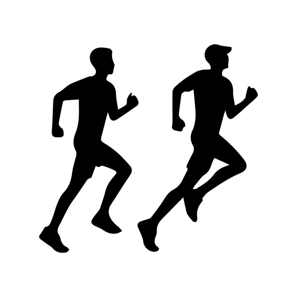 Runner silhouettes on the white background vector