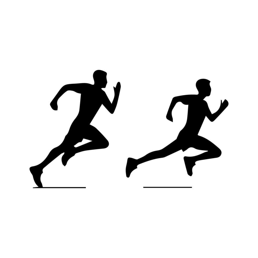 Runner silhouettes on the white background vector