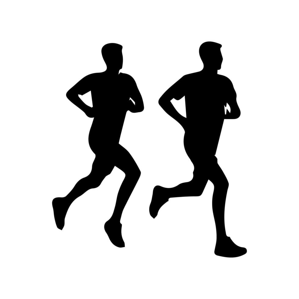 Runner silhouettes on the white background vector