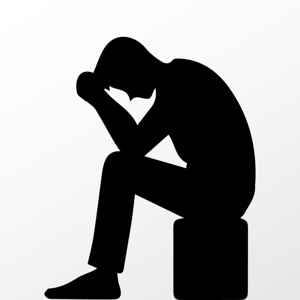 Sad man, worried about something, man feeling upset, sad, unhappy or disappoint crying lonely vector