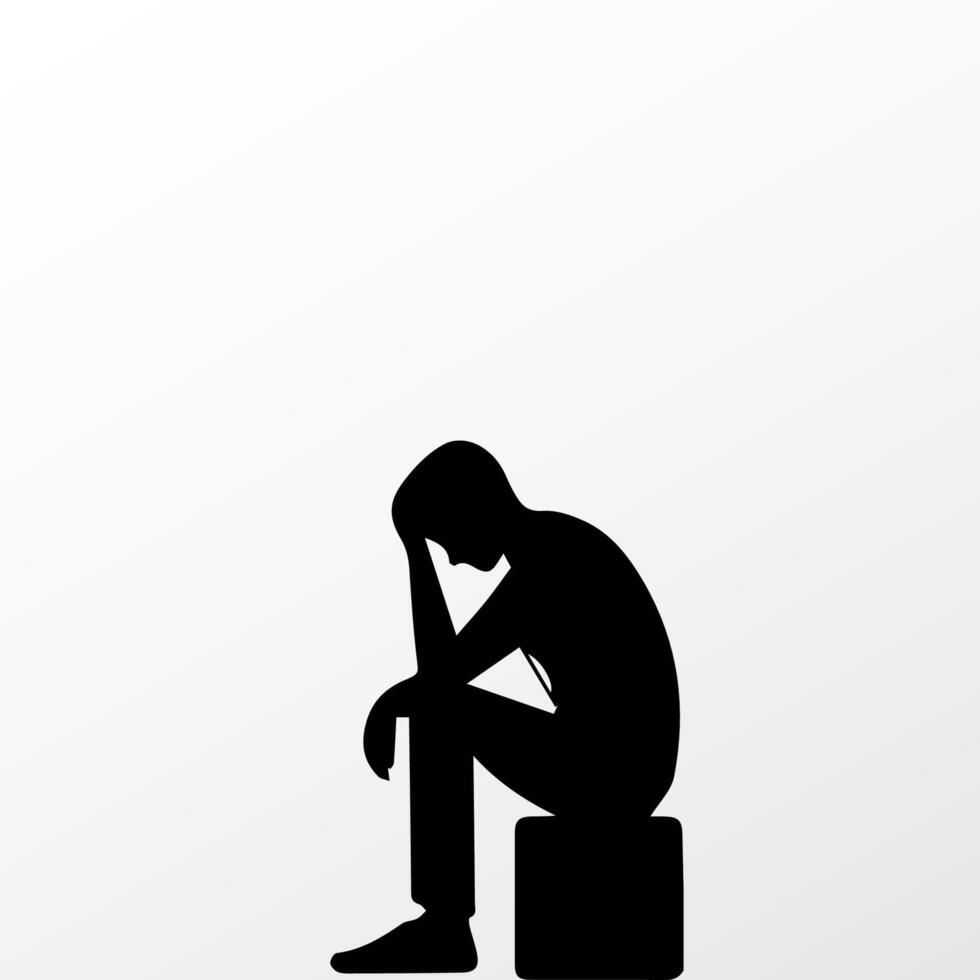 Sad man, worried about something, man feeling upset, sad, unhappy or disappoint crying lonely vector