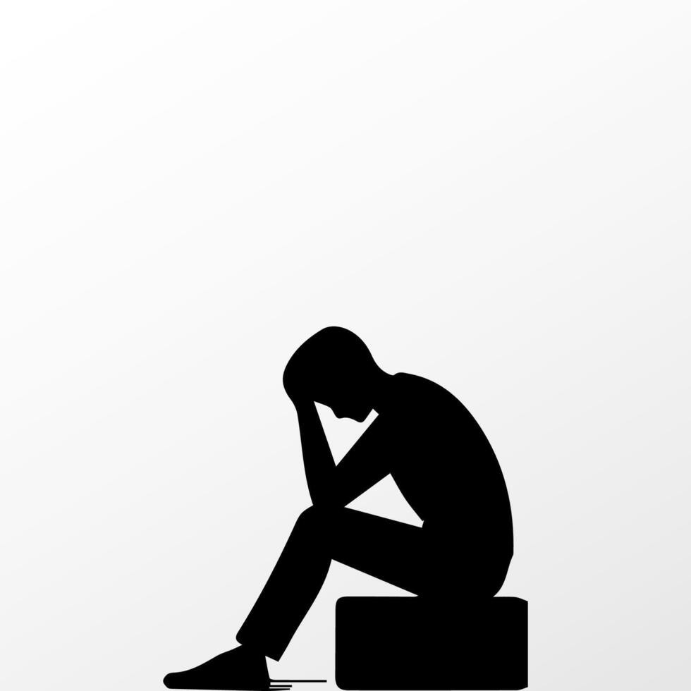 Sad man, worried about something, man feeling upset, sad, unhappy or disappoint crying lonely vector