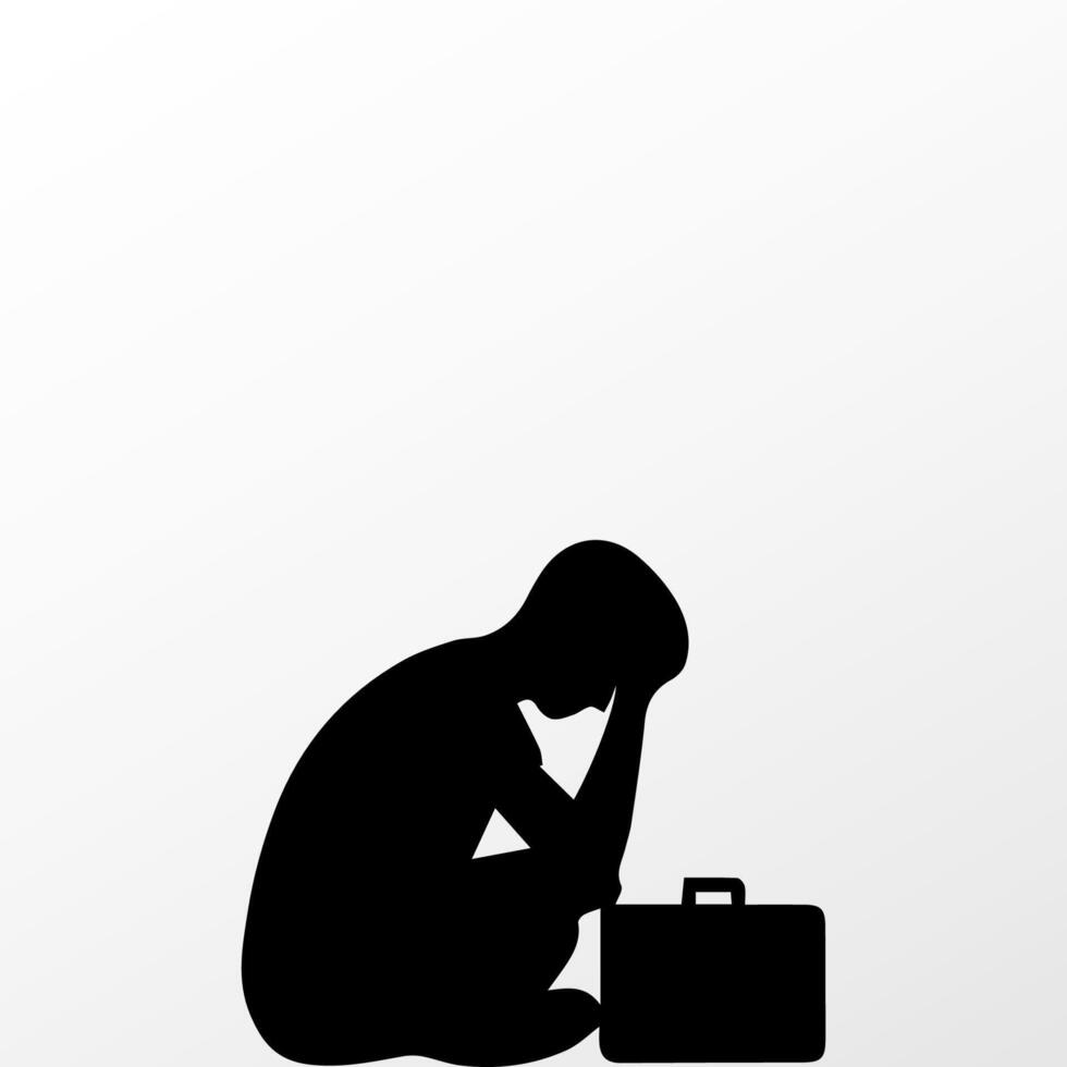 Sad man, worried about something, man feeling upset, sad, unhappy or disappoint crying lonely vector